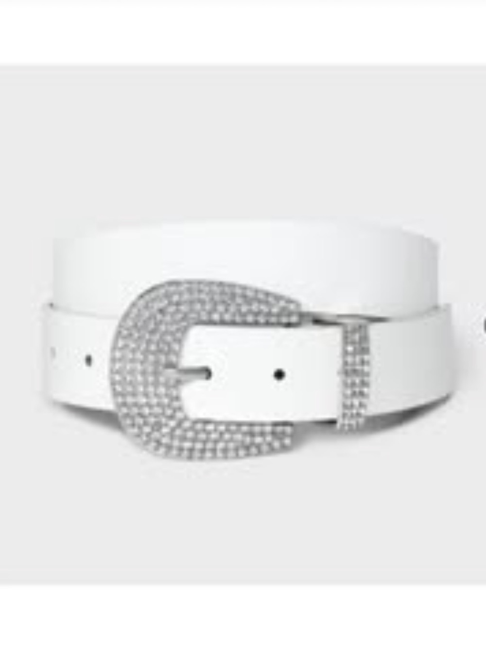 White Rhinestone Buckle Women's Belt